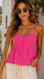 Smocked Back Button Front Cami