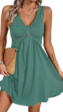 V Neck Button Dress