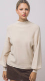 Oversized Mock-neck Balloon-sleeve Sweater