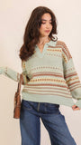 Collared Fair Isle Knit Sweater