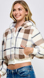 Sherpa Cropped Hoodie Buttoned Jacket