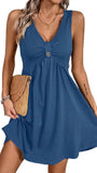 V Neck Button Dress