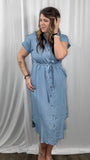 Shambray Belted Midi Dress