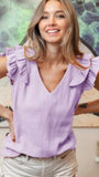 Ruffle V Neck Top