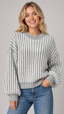 Striped Sweater With Balloon Sleeves