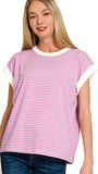 Stripe  Rib Banded Top