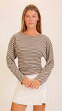 Ribbed Striped Long Sleeve Top