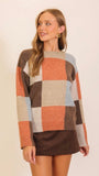 Color Block Crewneck Knit Sweater