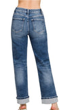 Zenana Cuffed Straight Leg Denim