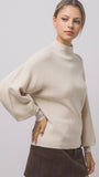 Oversized Mock-neck Balloon-sleeve Sweater
