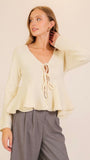 Tie Front Peplum Cardigan