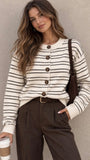 Striped Button-front Knit Cardigan