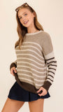 Contrast Mixed-stripe Pullover Sweater