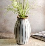 10 Beige Stripe Ceramic Vase