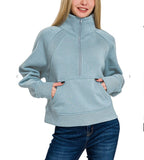 Half Zip Sweatshirt With Pocket
