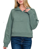 Half Zip Sweatshirt With Pocket