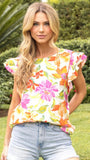 Floral Ruffle Sleeve Top