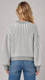 Striped Sweater With Balloon Sleeves
