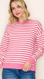 Side Slit Striped Sweatshirt
