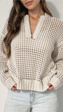 1/2 Zip Fishnet Sweater