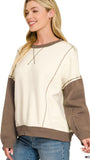 Color Block Exposed Seam Pullover