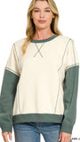 Color Block Exposed Seam Pullover