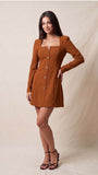 Square Gold Buttoned A-line Dress