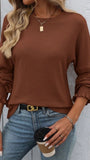 Soft Ribbed Long Sleeve Loose Fit Pullover Top
