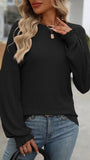 Soft Ribbed Long Sleeve Loose Fit Pullover Top