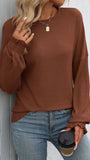 Soft Ribbed Long Sleeve Loose Fit Pullover Top