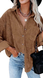 Corduroy Oversized Button-up Shirt Jacket