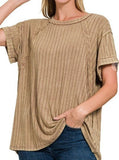 Ribbed Raglan Dolman Sleeve Top
